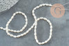 White natural pearl, grade A, rice grain pearl, pierced pearl, cultured pearl, freshwater pearl, 3-6mm, 35cm wire, X1 G0145
