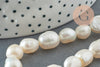 Perla natural blanca, perla ovalada, perla perforada, perla cultivada, perla de agua dulce, 9-12 mm, alambre de 37 cm, X1 G2433
