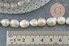 Perla natural blanca, perla ovalada, perla perforada, perla cultivada, perla de agua dulce, 9-12 mm, alambre de 37 cm, X1 G2433
