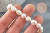 Perle naturelle blanche, perle ovale ,perle percée,perle de culture, perle eau douce, 9-12mm, le fil de 37cm, X1 G2433