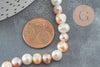 Perla natural multicolor, perla ovalada, perla perforada, perla cultivada, perla de agua dulce, 37cm 6-7mm, X1 G1938