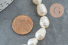 Perle naturelle blanche, perle ovale ,perle percée,perle de culture, perle eau douce, 10-14mm, le fil de 8cm, X1 G1940