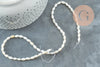 Perle ovale nacre blanche,perles coquillage ,grain de riz,coquillage naturel, fil de 38cm,8mm, X1 G0770