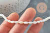 White mother-of-pearl oval bead, shell beads, grain of rice, natural shell, 38cm, 8mm wire, X1 G0770