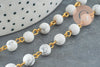 Golden natural howlite bead chain 6.5mm, stone chain, natural stone glasses chain, X 50cm G4141