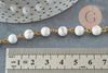 Golden natural howlite bead chain 6.5mm, stone chain, natural stone glasses chain, X 50cm G4141