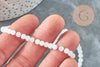 Round milky white glass bead, glass beads for DIY, 4mm, 30cm wire G4718