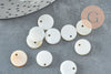 Pendentif rond nacre blanche, pendentif coquillage, coquillage naturel,11mm, X10G0360
