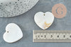 Natural white mother-of-pearl heart pendant, heart pendant, mother-of-pearl heart, white shell, 30.5mm, X2, G2373