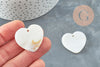 Colgante de corazón de nácar blanco natural, colgante de corazón, corazón de nácar, concha blanca, 30,5 mm, X2 G2373