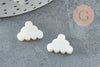 White mother-of-pearl cloud pendant, shell pendant, white shell, natural shell, X1, 15mm-G1973
