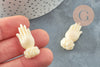 Perle main résine écru 26.5mm,perle imitation corail , X2, G3666