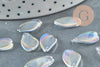 Pendentif verre transparent irisé goutte,pendentif verre, 16mm,X10 G4145