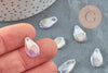 Pendentif verre transparent irisé goutte,pendentif verre, 16mm,X10 G4145