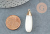 Colgante de gota de nácar blanco natural latónN dorado 32x10mm, nácar blanco, joyería de nácar, concha blanca, X1 G2777