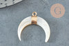 Natural white mother-of-pearl moon golden brass 25x25mm, moon pendant, white shell, mother-of-pearl pendant, X1, G2778