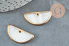 Natural white mother-of-pearl pendant, golden semi-circle, round mother-of-pearl pendant, white shell, 30mm, X2, G2716