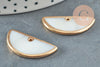Natural white mother-of-pearl pendant, golden semi-circle, round mother-of-pearl pendant, white shell, 30mm, X2, G2716