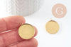Round pendant cabochon support gold stainless steel 20mm, jewelry creation in gold steel, X1 G4097