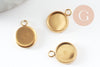 Round pendant cabochon support gold stainless steel 8mm, jewelry creation in gold steel, X1 G4222