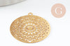 Mandala flower filigree print pendant stainless steel 201 gold 18K -20.5mm, pendant for DIY jewelry creation X1 G9422