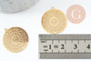Mandala flower filigree print pendant stainless steel 201 gold 18K -20.5mm, pendant for DIY jewelry creation X1 G9422