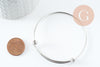 Smooth adjustable bangle bracelet round 1.6mm 316 stainless steel platinum 60-68mm, resistant nickel-free bracelet, X1 G9417