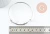 Bracelet jonc réglable lisse rond 1.6mm acier 316 inoxydable platine 60-68mm, bracelet sans nickel résistant, X1 G9417