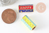 Cuenta de tubo talismán mensaje "feliz" "sueño" esmalte de color latón dorado 21,5 mm, cuenta de mensaje dorado, X1 G8027