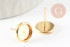 Stud ear studs cabochon support 8mm 304 stainless steel gold, pierced earring support X10 G5322