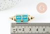 Pendentif Connecteur tube talisman turquoise laiton doré 18K 34mm VIVONS, créations bijoux bonheur, X1 G9434