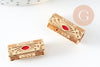 Talisman tube bead message LOVE golden red color 21mm, golden bead love jewelry, X1 G9409