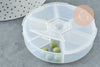Round plastic bead storage box 6 compartments 7.8cm, bead storage, X1 G7213