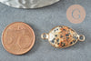 Pendentif connecteur jaspe dalmatien,creation bijou,pendentif pierre,bracelet pierre,pierre jaspe naturel,27.5mm, X1 G0744