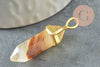 Tiger skin point quartz pendant, raw stone, stone pendant, golden pendant, natural stone, 37-40mm, X1 G4446