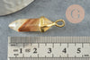 Tiger skin point quartz pendant, raw stone, stone pendant, golden pendant, natural stone, 37-40mm, X1 G4446