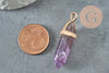 Purple amethyst point pendant, natural stone jewelry pendant, golden support, jewelry creation, natural stone, 39mm, X1 G1389