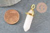 Rose quartz point pendant, creative supplies, raw stone, jewelry creation, stone pendant, golden pendant, natural stone, X1 G1649