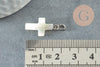 Colgante de cruz de nácar blanco natural en zamac plateado 22 mm, colgante de concha para la creación de joyas, X1 G6329