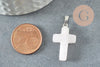 Rose quartz cross pendant, creative supplies, natural stone pendant, natural rose quartz, 15mm, X1 G0705