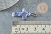 Blue sodalite cross pendant, creative supplies, stone pendant, platinum support, jewelry creation, natural stone, 15mm, X1 G1978