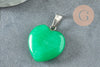 Pendentif coeur jade vert platine 22mm, pendentif bijoux pierre, jade naturel X1G3117