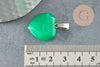 Pendentif coeur jade vert platine 22mm, pendentif bijoux pierre, jade naturel X1G3117