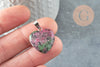 Natural ruby ​​zoisite heart pendant platinum brass 22mm, pendant for love jewelry creation X1 G2580