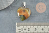 Yellow agate heart pendant in silver steel, natural yellow agate stone pendant, natural stone jewelry creation, 23mm, X1 G3989