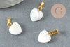 Colgantes dorados corazones de nácar blanco natural 13mm, X2 G0311