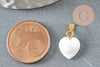 Colgantes dorados corazones de nácar blanco natural 13mm, X2 G0311