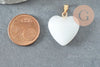 Colgante de corazón dorado de cristal blanco de quilates 22 mm, colgante de amor dorado de cristal, creación de joyas, X1 G6208