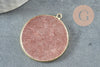 Pendentif rond quartz fraise, pendentif rose,quartz naturelle,32mm, X1 G3134