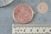 Round strawberry quartz pendant, pink pendant, natural quartz, 32mm, X1 G3134